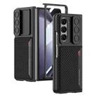 For Samsung Galaxy Z Fold5 GKK Integrated Ultra-thin Sliding Window Folding Phone Case with Card Holder(Carbon Fiber) - 1