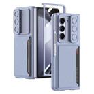 For Samsung Galaxy Z Fold5 GKK Integrated Ultra-thin Sliding Window Folding Phone Case with Card Holder(Light Blue) - 1