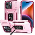 For iPhone 15 Pro Sliding Camshield Holder Phone Case(Pink + Rose Red) - 1