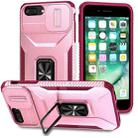 For iPhone 7 Plus Sliding Camshield Holder Phone Case(Pink + Rose Red) - 1