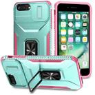 For iPhone 7 Plus Sliding Camshield Holder Phone Case(Grey Green + Pink) - 1