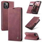 For iPhone 15 CaseMe 013 Multifunctional Horizontal Flip Leather Phone Case(Wine Red) - 1