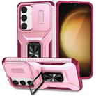 For Samsung Galaxy S24 5G Sliding Camshield Holder Phone Case(Pink + Rose Red) - 1