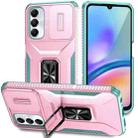 For Samsung Galaxy A05s Sliding Camshield Holder Phone Case(Pink + Grey Green) - 1
