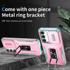 For Samsung Galaxy S23 FE 5G Sliding Camshield Holder Phone Case(Grey Green + Pink) - 2