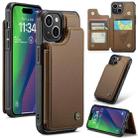 For iPhone 15 Plus CaseMe C22 Card Slots Holder RFID Anti-theft Phone Case(Brown) - 1