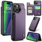 For iPhone 15 CaseMe C22 Card Slots Holder RFID Anti-theft Phone Case(Purple) - 1