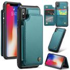 For iPhone XS / X CaseMe C22 Card Slots Holder RFID Anti-theft Phone Case(Blue Green) - 1