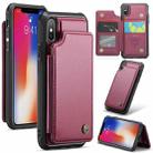 For iPhone XS / X CaseMe C22 Card Slots Holder RFID Anti-theft Phone Case(Wine Red) - 1