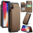 For iPhone XS / X CaseMe C22 Card Slots Holder RFID Anti-theft Phone Case(Brown) - 1