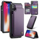 For iPhone XS / X CaseMe C22 Card Slots Holder RFID Anti-theft Phone Case(Purple) - 1