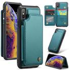 For iPhone XS Max CaseMe C22 Card Slots Holder RFID Anti-theft Phone Case(Blue Green) - 1