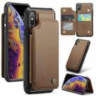 For iPhone XS Max CaseMe C22 Card Slots Holder RFID Anti-theft Phone Case(Brown) - 1