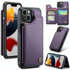For iPhone 13 CaseMe C22 Card Slots Holder RFID Anti-theft Phone Case(Purple) - 1