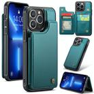 For iPhone 13 Pro CaseMe C22 Card Slots Holder RFID Anti-theft Phone Case(Blue Green) - 1