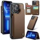 For iPhone 13 Pro CaseMe C22 Card Slots Holder RFID Anti-theft Phone Case(Brown) - 1