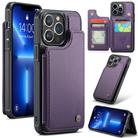 For iPhone 13 Pro Max CaseMe C22 Card Slots Holder RFID Anti-theft Phone Case(Purple) - 1