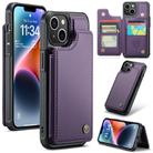 For iPhone 14 Plus CaseMe C22 Card Slots Holder RFID Anti-theft Phone Case(Purple) - 1