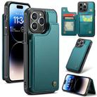 For iPhone 14 Pro Max CaseMe C22 Card Slots Holder RFID Anti-theft Phone Case(Blue Green) - 1