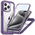 For iPhone 15 Pro Max Life Waterproof MagSafe Magnetic Rugged Phone Case(Purple) - 1