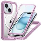 For iPhone 15 Plus Life Waterproof MagSafe Magnetic Rugged Phone Case(Pink) - 1