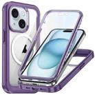 For iPhone 15 Plus Life Waterproof MagSafe Magnetic Rugged Phone Case(Purple) - 1