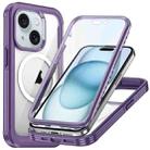 For iPhone 15 Life Waterproof MagSafe Magnetic Rugged Phone Case(Purple) - 1