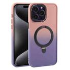 For iPhone 15 Pro Gradient MagSafe Holder Liquid TPU Hybrid PC Phone Case(Pink Purple) - 1