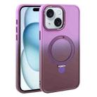For iPhone 15 Plus Gradient MagSafe Holder Liquid TPU Hybrid PC Phone Case(Purple Wine Red) - 1