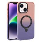 For iPhone 14 Plus Gradient MagSafe Holder Liquid TPU Hybrid PC Phone Case(Pink Purple) - 1