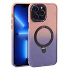 For iPhone 13 Pro Gradient MagSafe Holder Liquid TPU Hybrid PC Phone Case(Pink Purple) - 1