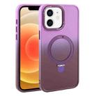 For iPhone 12 Gradient MagSafe Holder Liquid TPU Hybrid PC Phone Case(Purple Wine Red) - 1