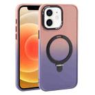 For iPhone 12 Gradient MagSafe Holder Liquid TPU Hybrid PC Phone Case(Pink Purple) - 1