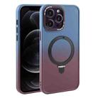 For iPhone 12 Pro Gradient MagSafe Holder Liquid TPU Hybrid PC Phone Case(Blue Wine Red) - 1