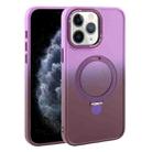 For iPhone 11 Pro Max Gradient MagSafe Holder Liquid TPU Hybrid PC Phone Case(Purple Wine Red) - 1