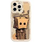 For iPhone 15 Pro Max Liquid Angel Eyes Paper Bag Man TPU Phone Case(Beige) - 1