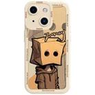 For iPhone 15 Plus Liquid Angel Eyes Paper Bag Man TPU Phone Case(Beige) - 1