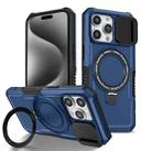 For iPhone 15 Pro Max Sliding Camshield Magsafe Holder TPU Hybrid PC Phone Case(Royal Blue) - 1