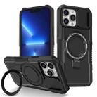 For iPhone 13 Pro Max Sliding Camshield MagSafe Holder TPU Hybrid PC Phone Case(Black) - 1