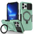 For iPhone 13 Pro Max Sliding Camshield Magsafe Holder TPU Hybrid PC Phone Case(Light Blue) - 1