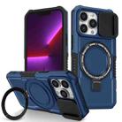 For iPhone 13 Pro Sliding Camshield Magsafe Holder TPU Hybrid PC Phone Case(Royal Blue) - 1