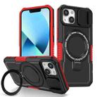 For iPhone 13 Sliding Camshield Magsafe Holder TPU Hybrid PC Phone Case(Black Red) - 1