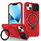 For iPhone 13 Sliding Camshield Magsafe Holder TPU Hybrid PC Phone Case(Red) - 1