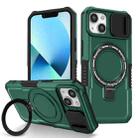 For iPhone 13 Sliding Camshield Magsafe Holder TPU Hybrid PC Phone Case(Deep Green) - 1