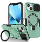 For iPhone 13 Sliding Camshield Magsafe Holder TPU Hybrid PC Phone Case(Light Blue) - 1