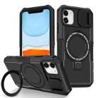 For iPhone 12 Sliding Camshield Magsafe Holder TPU Hybrid PC Phone Case(Black) - 1