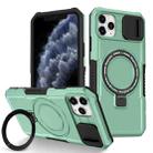 For iPhone 11 Pro Max Sliding Camshield Magsafe Holder TPU Hybrid PC Phone Case(Light Blue) - 1