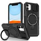 For iPhone 11 Sliding Camshield Magsafe Holder TPU Hybrid PC Phone Case(Black) - 1