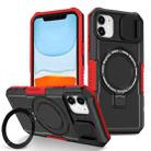 For iPhone 11 Sliding Camshield Magsafe Holder TPU Hybrid PC Phone Case(Black Red) - 1