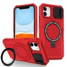 For iPhone 11 Sliding Camshield Magsafe Holder TPU Hybrid PC Phone Case(Red) - 1